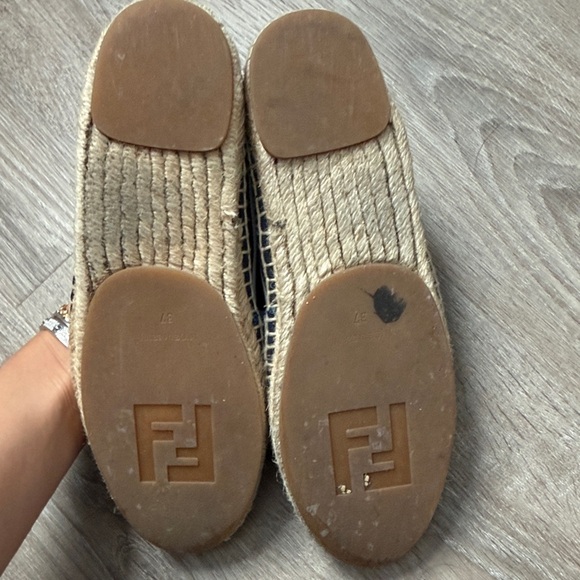 Fendi Striped Navy and White Espadrilles - Picture 4 of 10